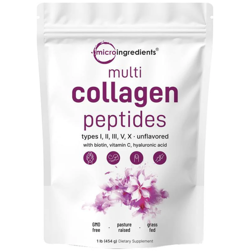 Ingredients Multi Collagen Peptides Powder - Hydrolyzed Protein Peptides With Hyaluronic Acid, Biotin & Vitamin C Unflavored