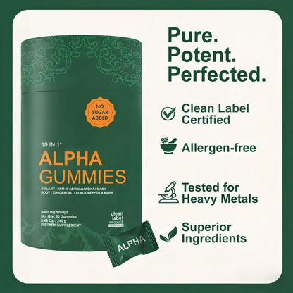 10-in-1 Shilajit Gummies (4000mg)|Tongkat Ali, Maca, 75% Fulvic Acid | Sugar-Free & Vegetarian