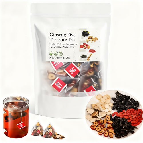 Ginseng Five Treasures Tea | Liver and Kidney Nourishing Vitality Tea | Christmas Gift.