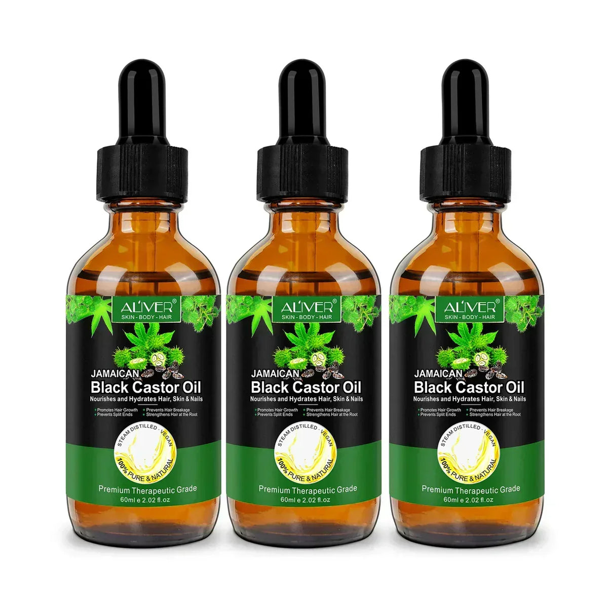 Aliver 100% Pure & Natural Jamaican Black Castor Oil Promotes hair growth，Prevent hair damage