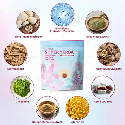 ZOOONE Super Yerba | Yerba Mate Instant Tea Powder | RASPBERRY LEMONADE Flavor | 30 Servings