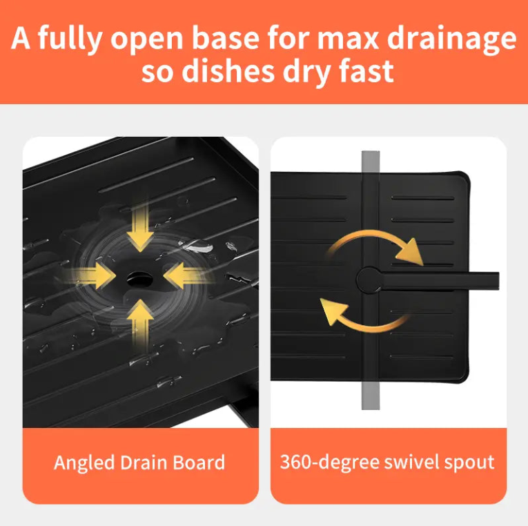 2 Tier Over Sink Dish Drying Rack | Foldable Space Saving Organizer