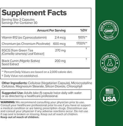 Women's Metabolism Support - Energy, Curb Cravings, Healthy Metabolism - Vegan Capsules, 30 Servings