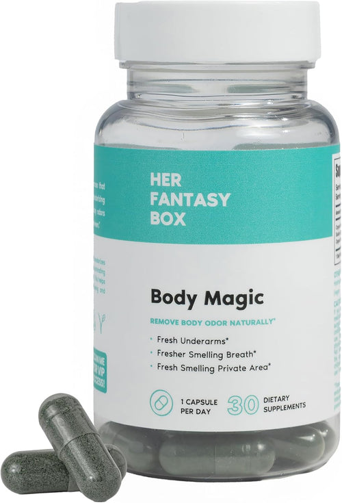 Her Fantasy Box | Body Magic | Chlorophyll Capsules – Vegan Detox & Digestion Support, Gut & Skin Health, Natural Energy Booster – 30 Capsules (200 mg)