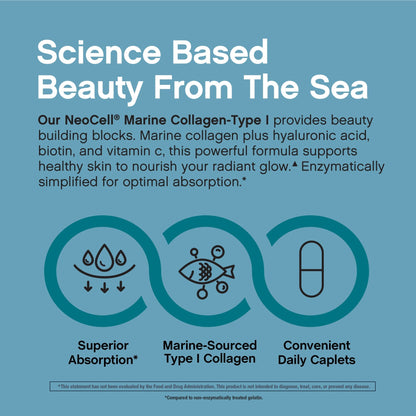 Marine Collagen Bio-Peptides Double Strength + Hyaluronic Acid, 180 Caplets