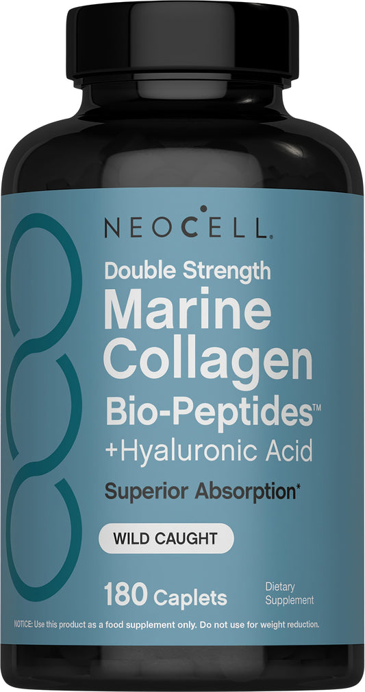Marine Collagen Bio-Peptides Double Strength + Hyaluronic Acid, 180 Caplets